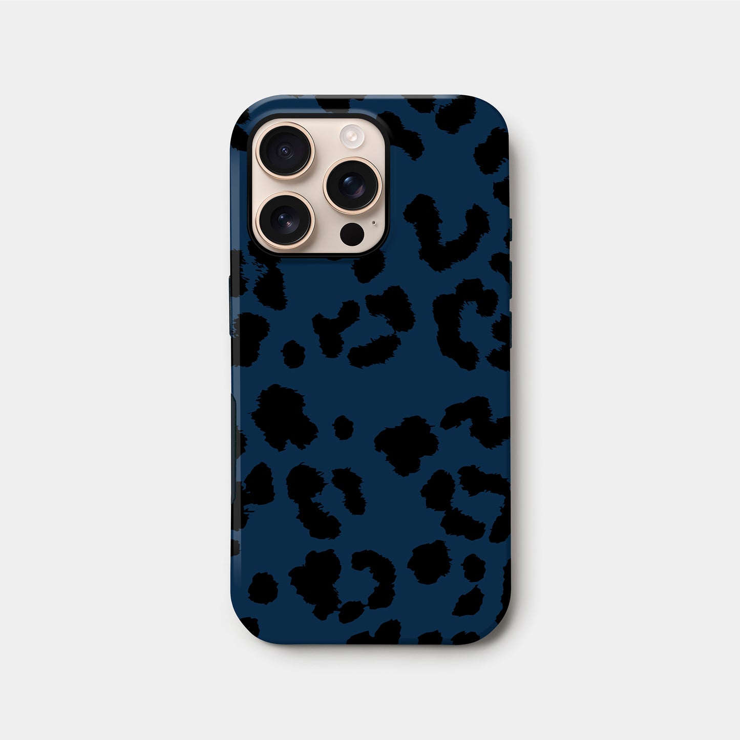 Dark Navy Blue Leopard Print Case iPhone 16 Pro Phone Case
