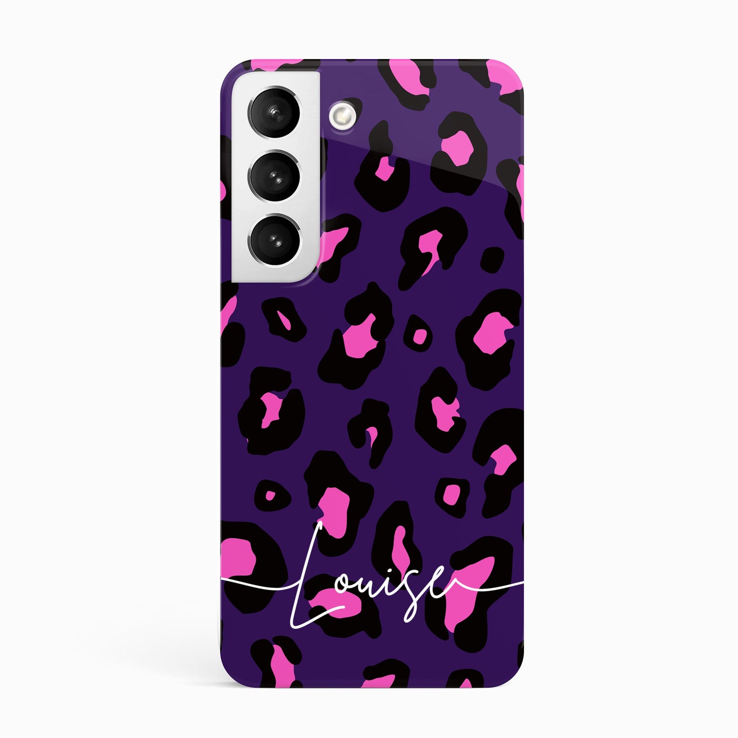 Dark Purple and Pink Leopard Print Custom Case Samsung Galaxy S23 Phone Case