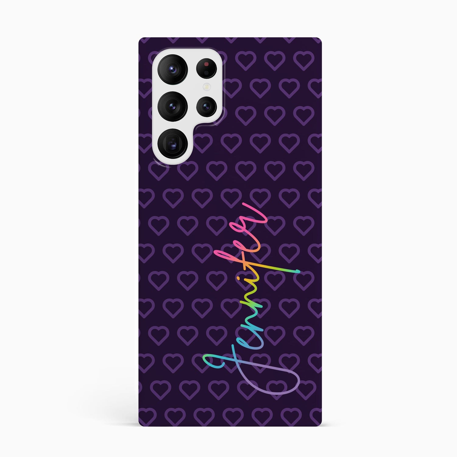 Personalised Name Dark Purple Hearts Case Samsung Galaxy S23 Ultra Phone Case