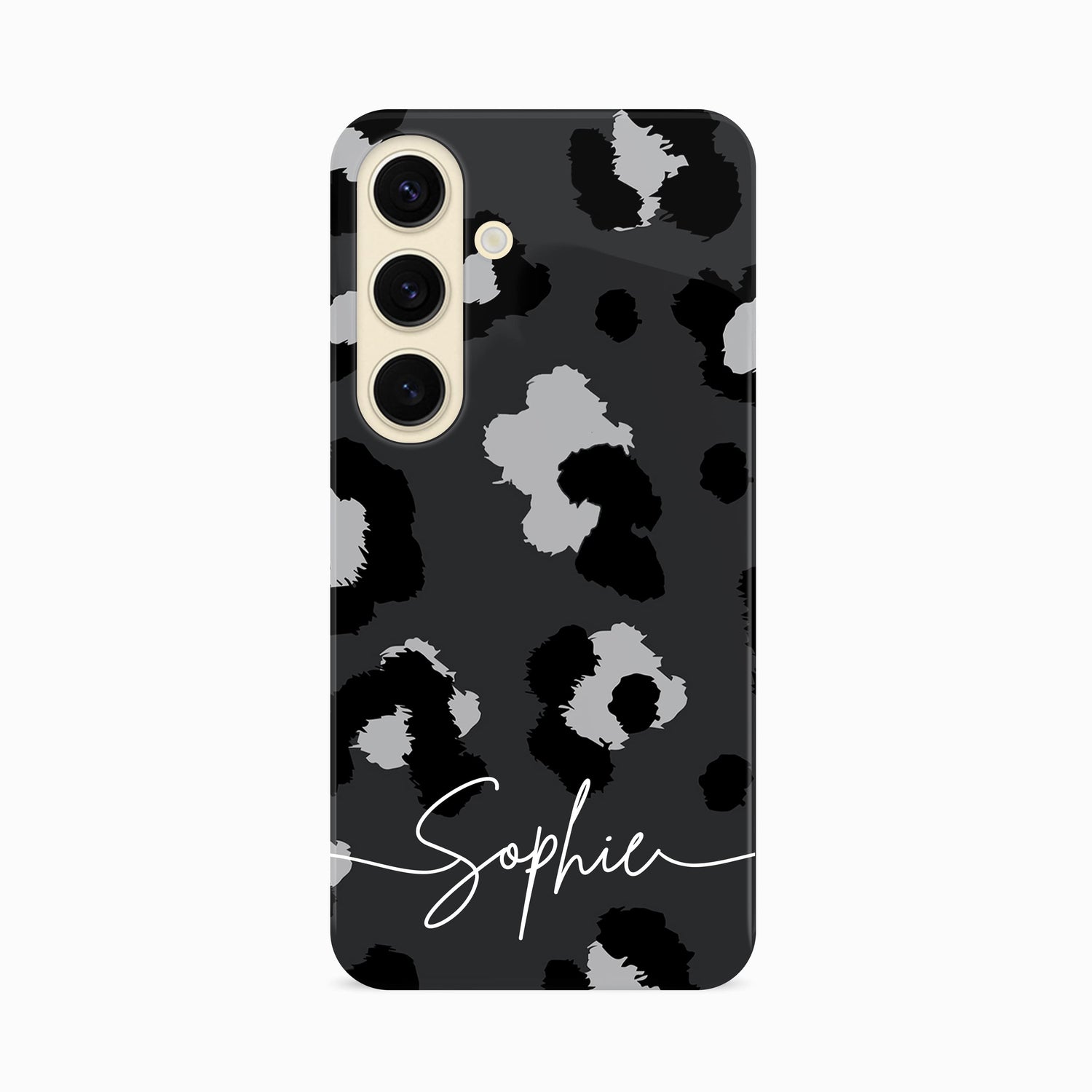 Grey Leopard Print Custom Case Samsung Galaxy S24 Phone Case