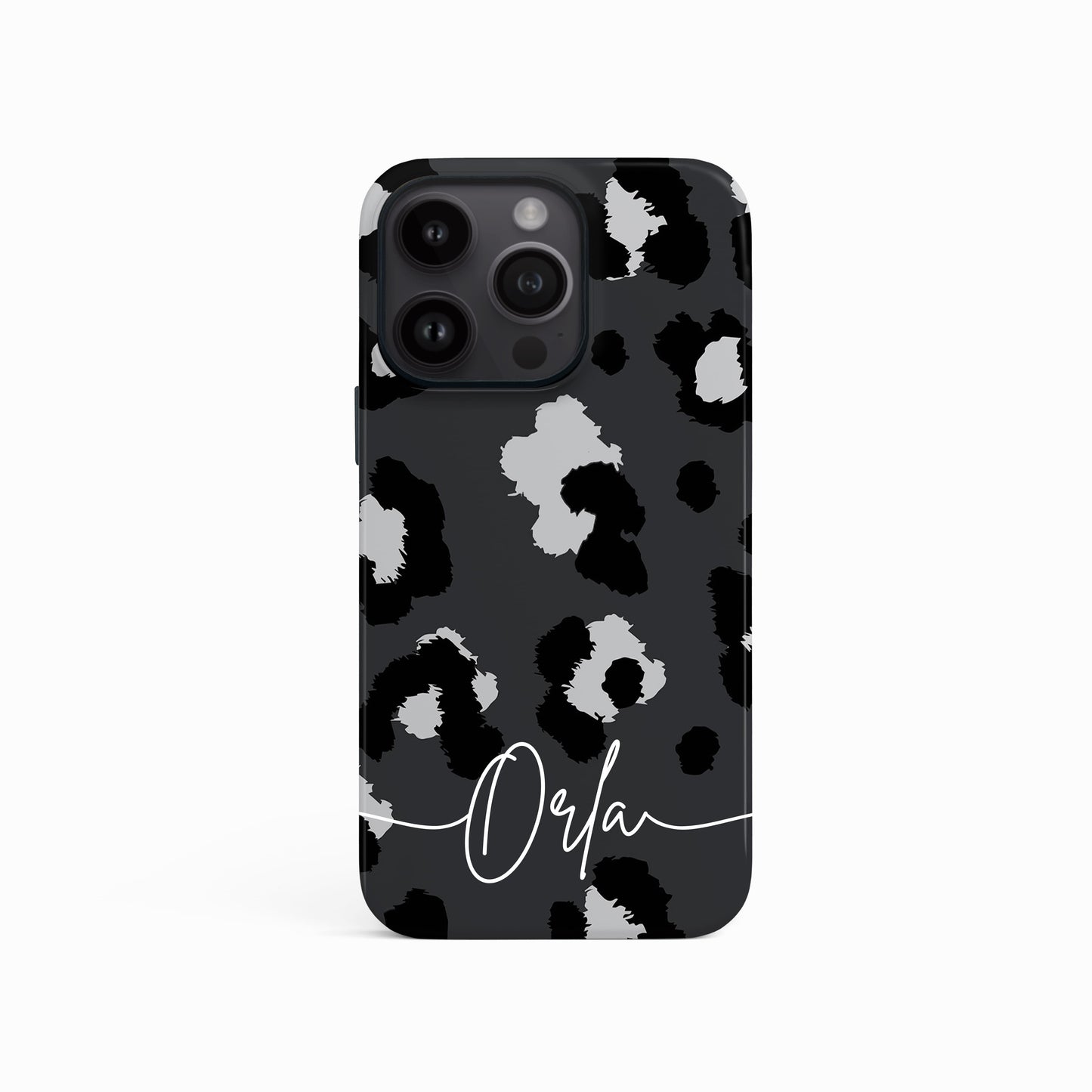 Grey Leopard Print Custom Case iPhone 15 Phone Case