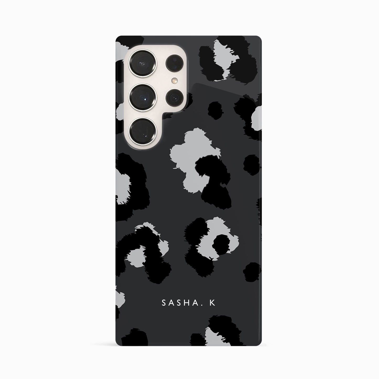 Black and Grey Leopard Print Phone Case Samsung Galaxy S24 Ultra Phone Case