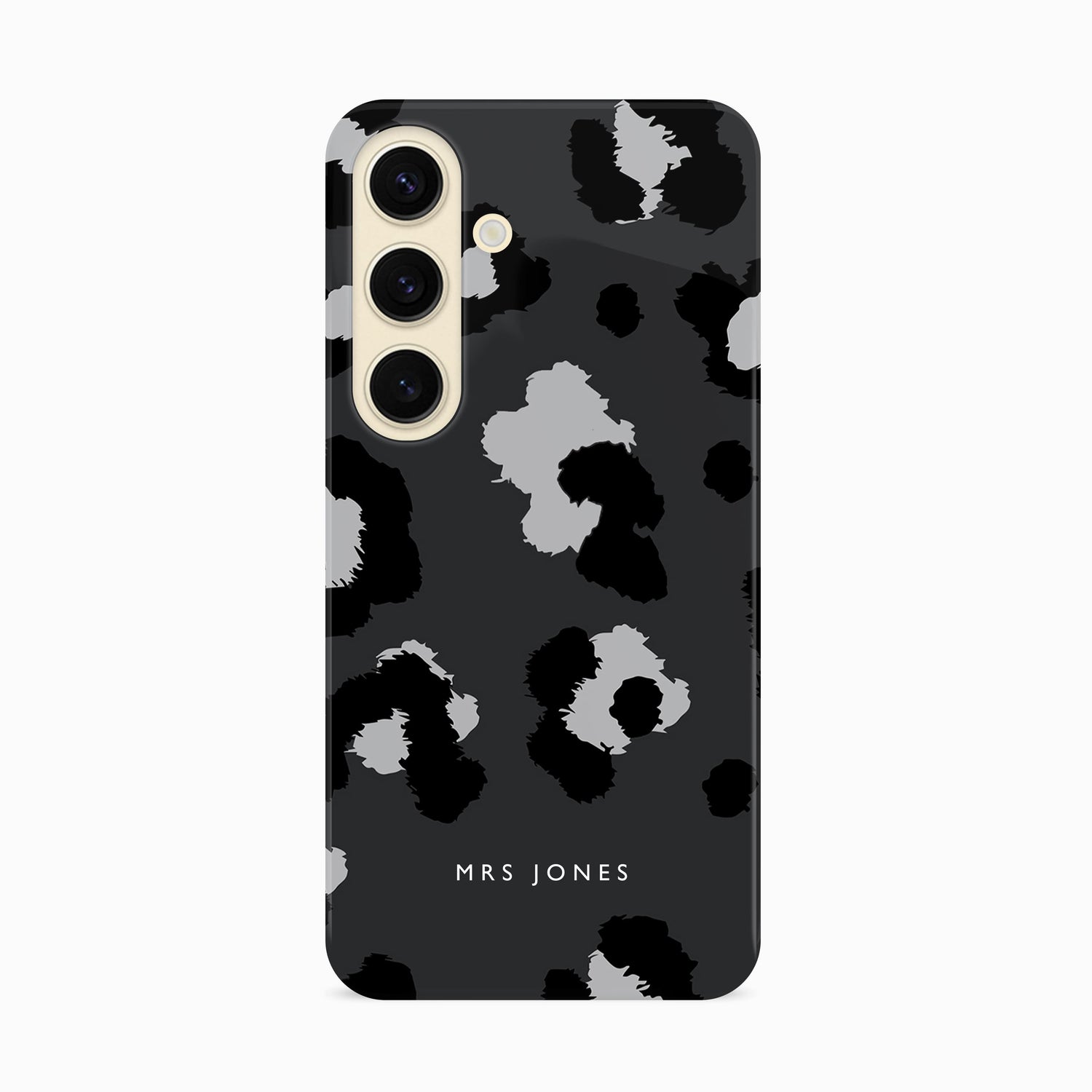 Black and Grey Leopard Print Phone Case Samsung Galaxy S24 Phone Case