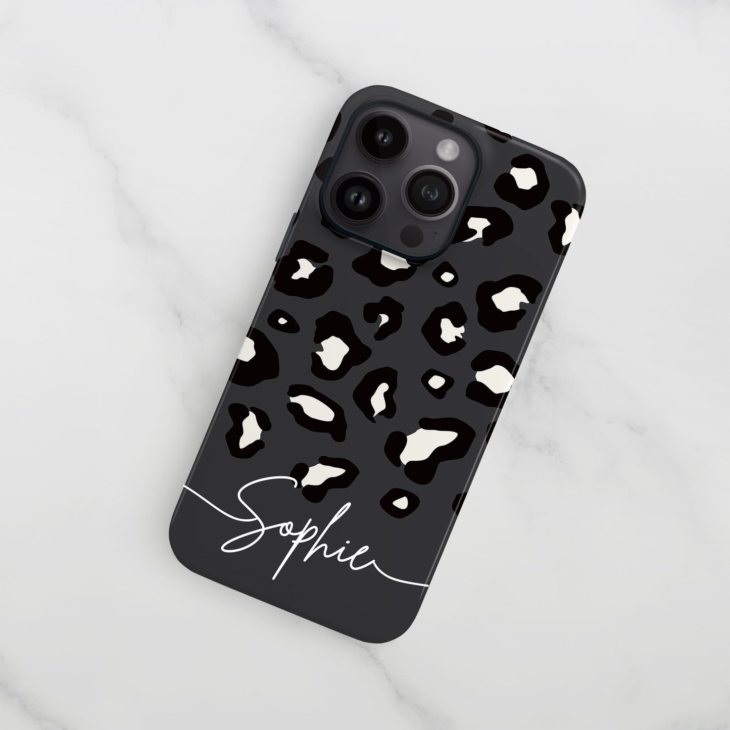 Dark Grey Custom Name Leopard Print Pattern Phone Case  Phone Case