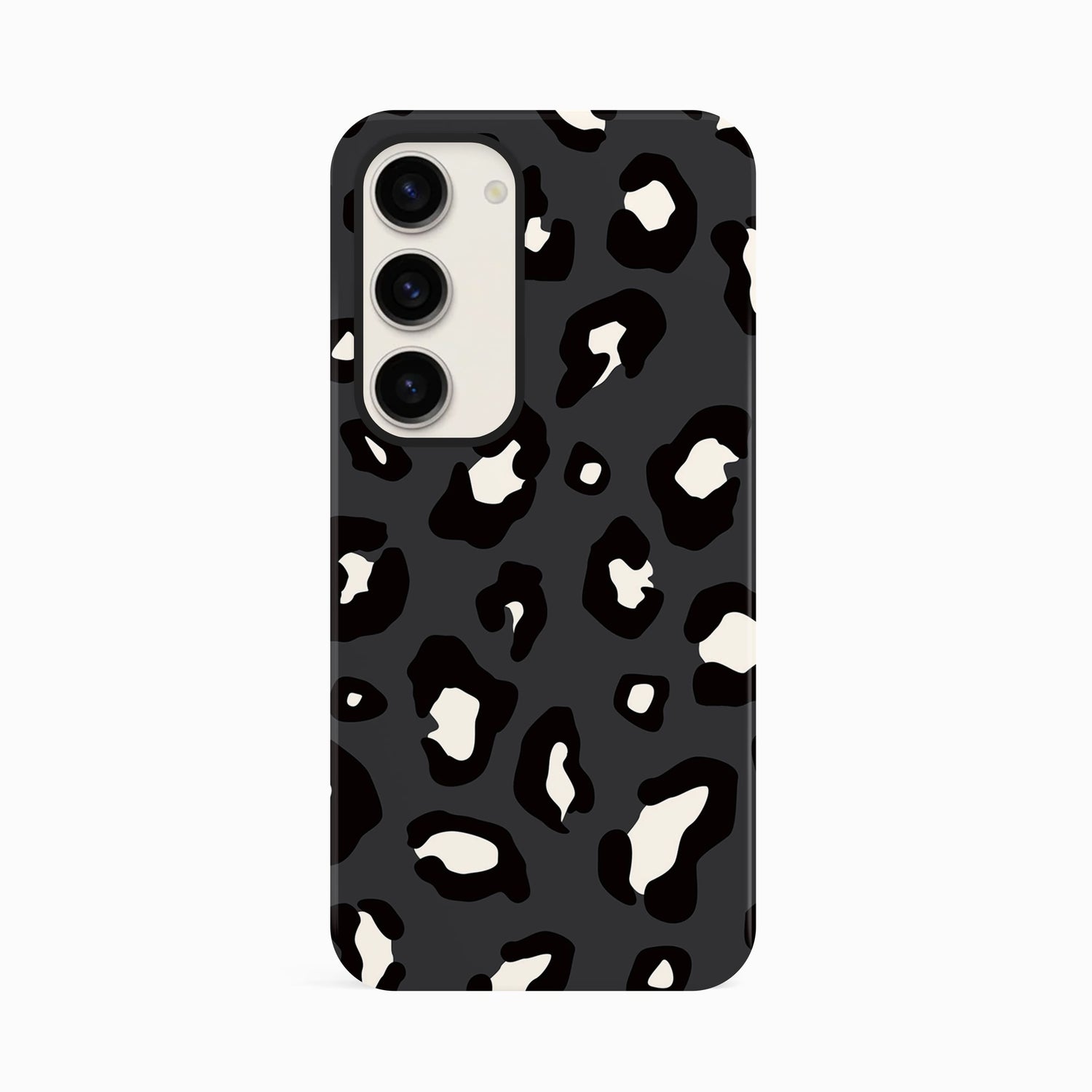 Dark Grey Leopard Print Animal Spots Pattern Phone Case Samsung Galaxy S23 Plus Phone Case