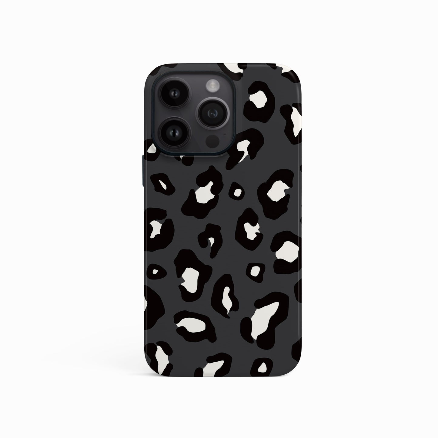 Dark Grey Leopard Print Animal Spots Pattern Phone Case iPhone 15 Phone Case