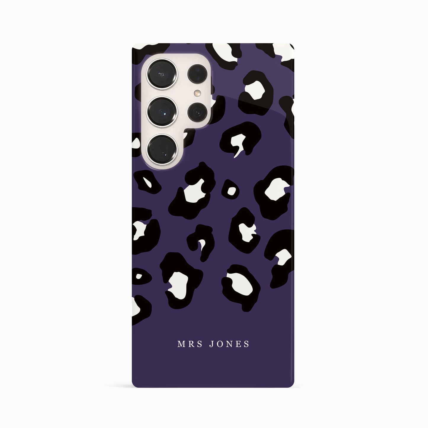 Dark Purple Custom Name Leopard Print Pattern Phone Case Samsung Galaxy S23 Ultra Phone Case