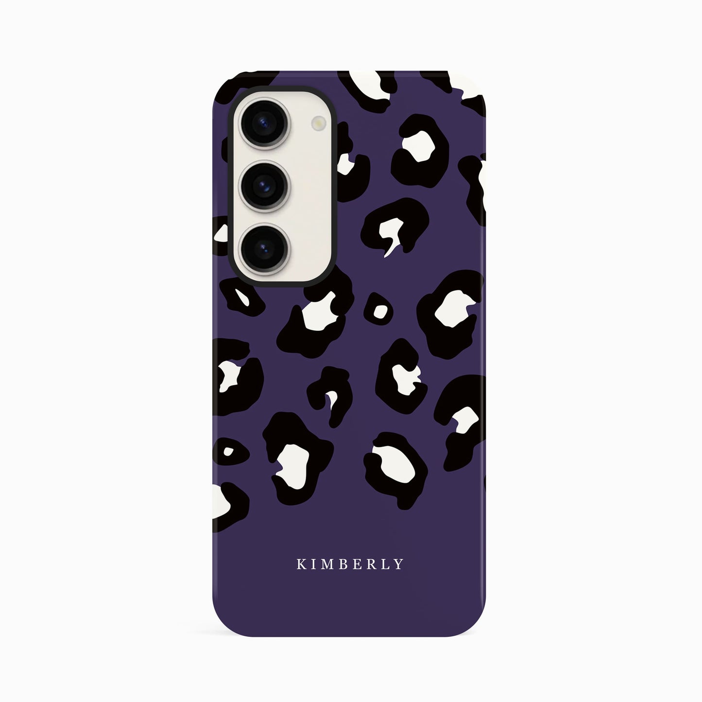 Dark Purple Custom Name Leopard Print Pattern Phone Case Samsung Galaxy S23 Phone Case