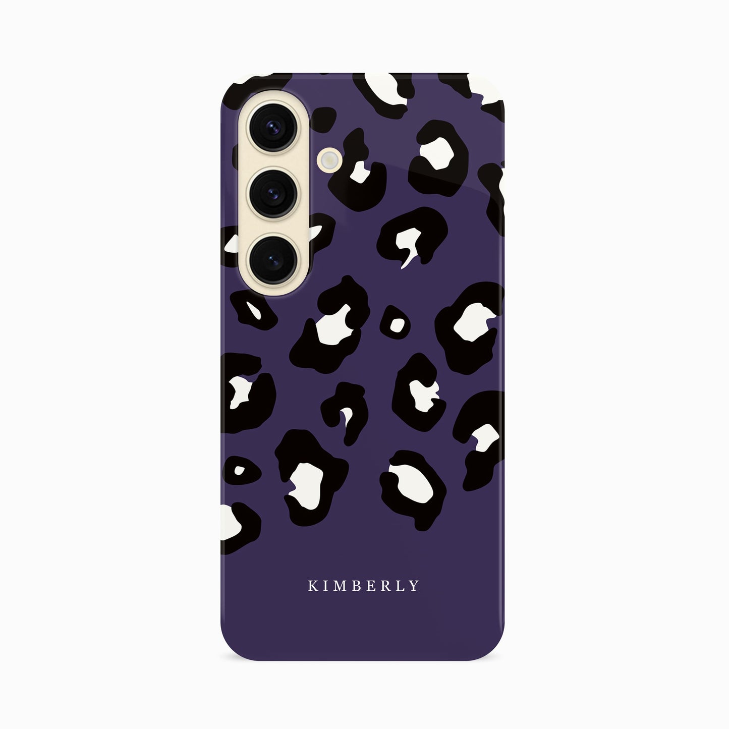 Dark Purple Custom Name Leopard Print Pattern Phone Case Samsung Galaxy S24 Phone Case