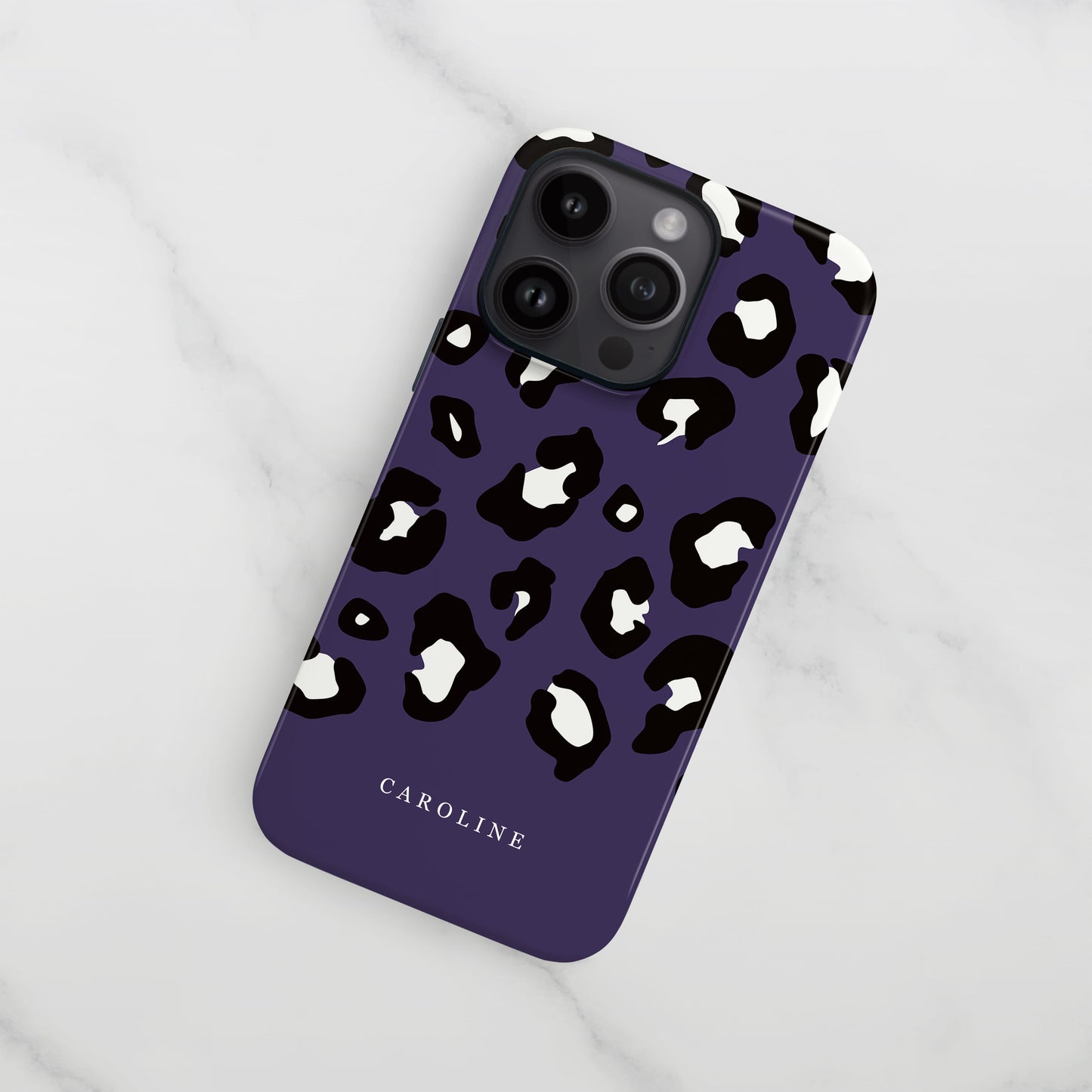 Dark Purple Custom Name Leopard Print Pattern Phone Case  Phone Case