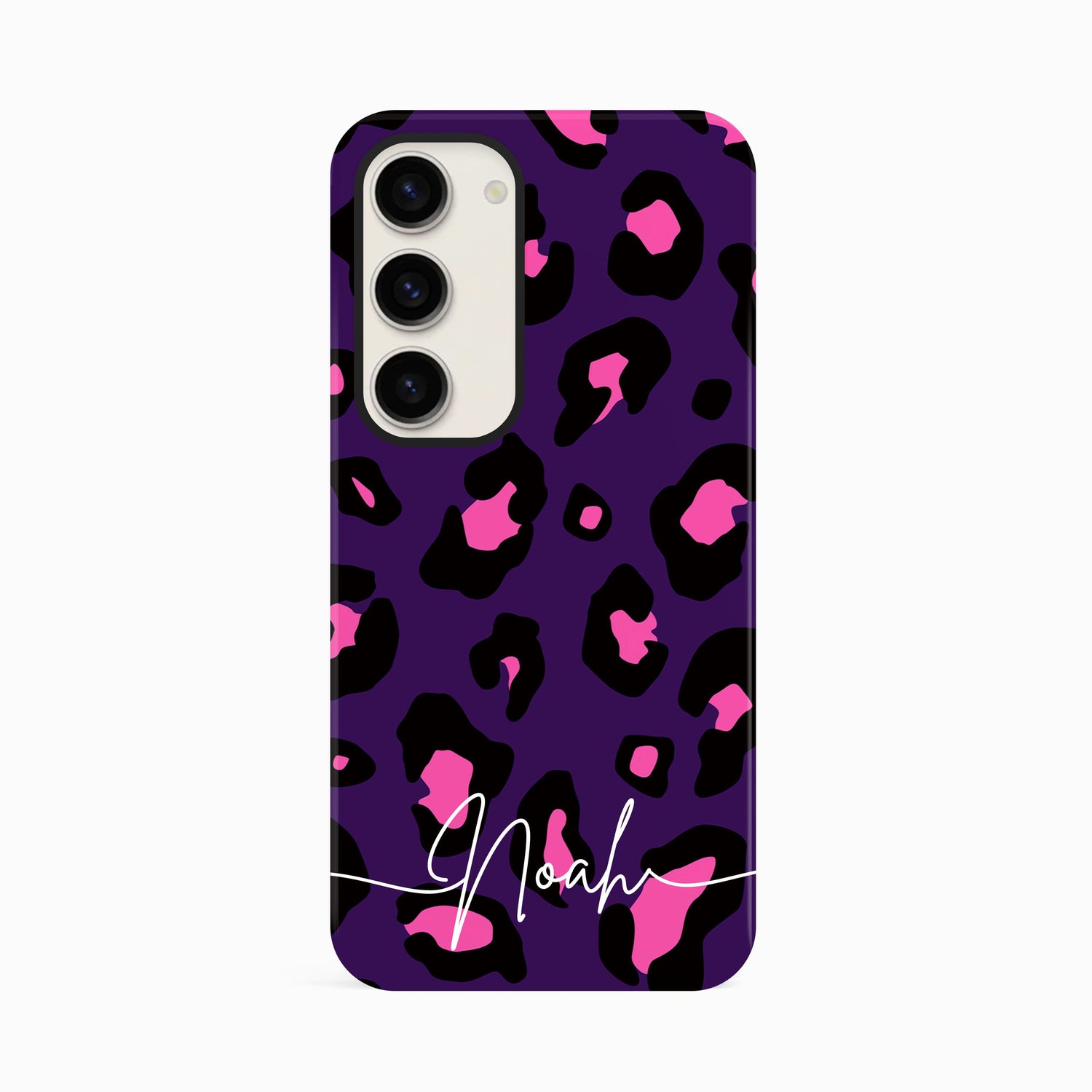 Dark Purple and Pink Leopard Print Custom Case Samsung Galaxy S23 Phone Case