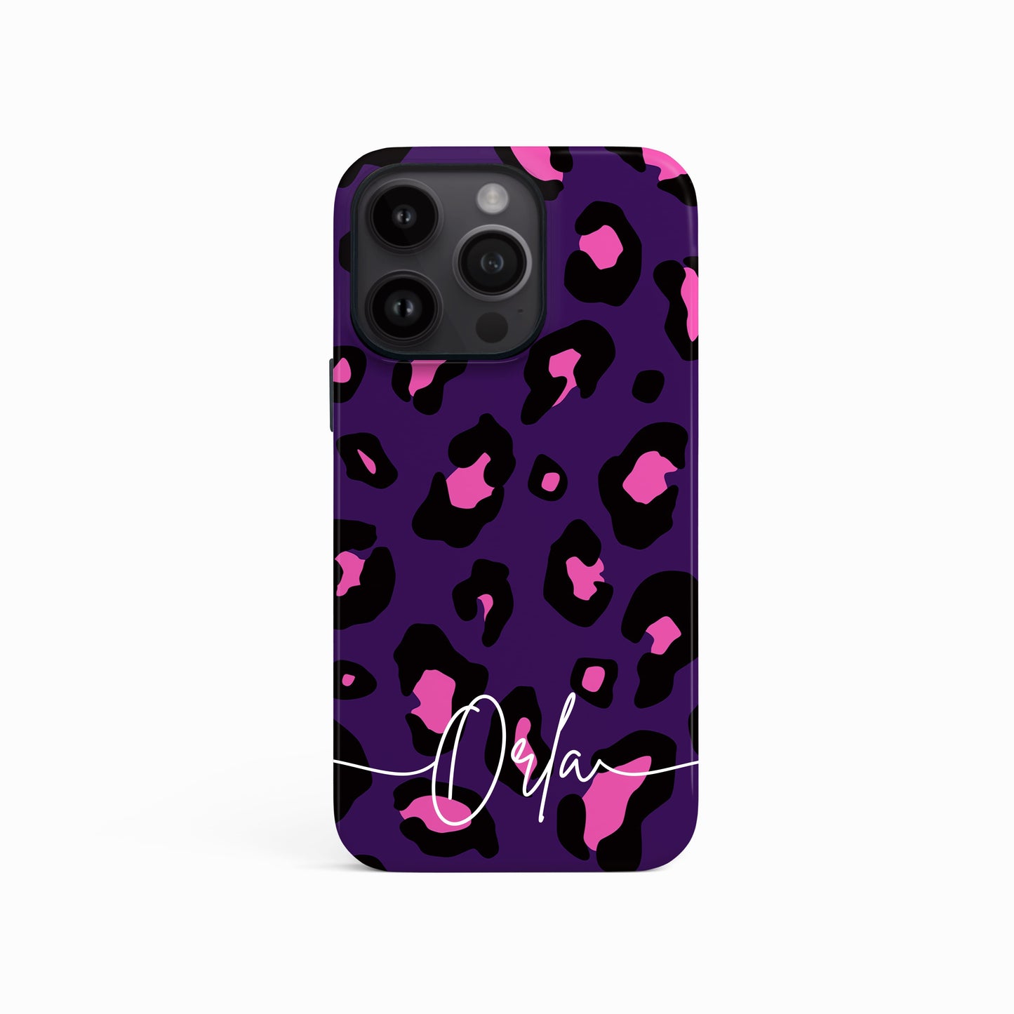 Dark Purple and Pink Leopard Print Custom Case iPhone 15 Phone Case