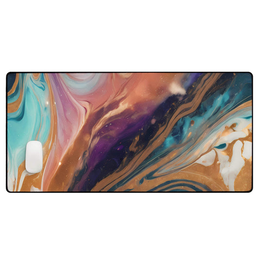A large multicolour marble print desk & gaming mat

