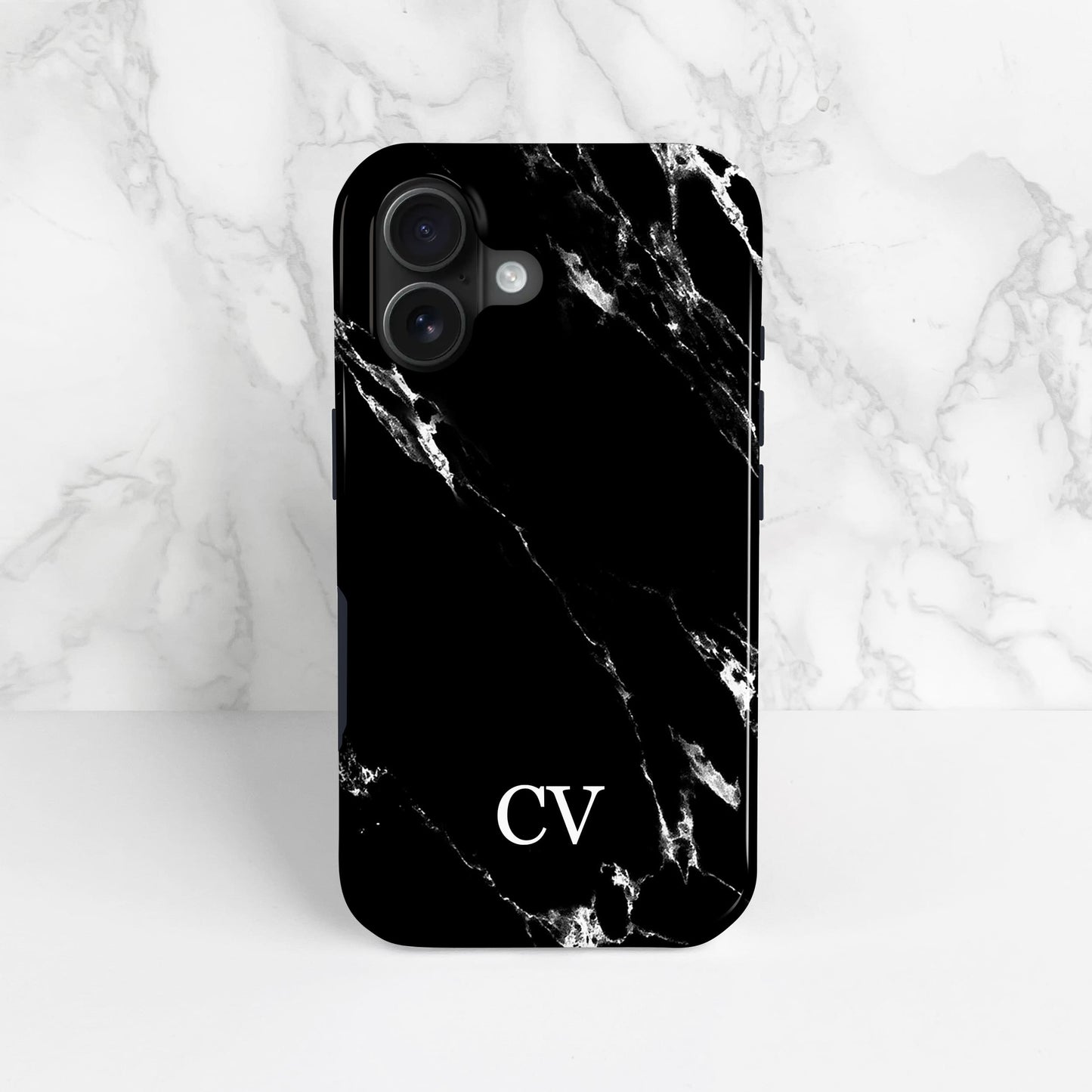 Black Marble Initials Phone Case  Phone Case