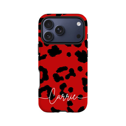 Red Leopard Print Personalised Phone Case iPhone 17 Pro Phone Case