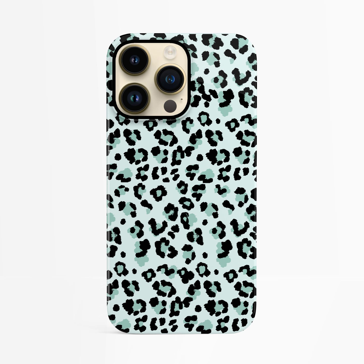 Blue Micro Leopard Print Pattern Case iPhone 14 Phone Case