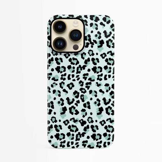 Blue Micro Leopard Print Pattern Case iPhone 14 Phone Case