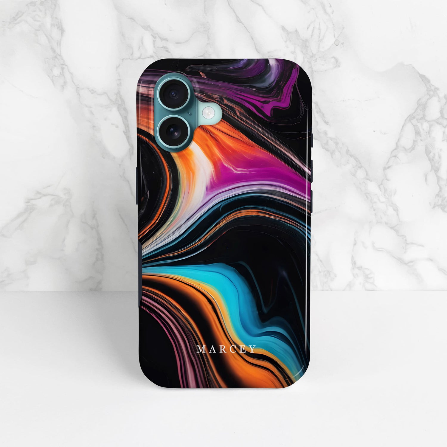 Black Rainbow Marble Custom Name Case  Phone Case