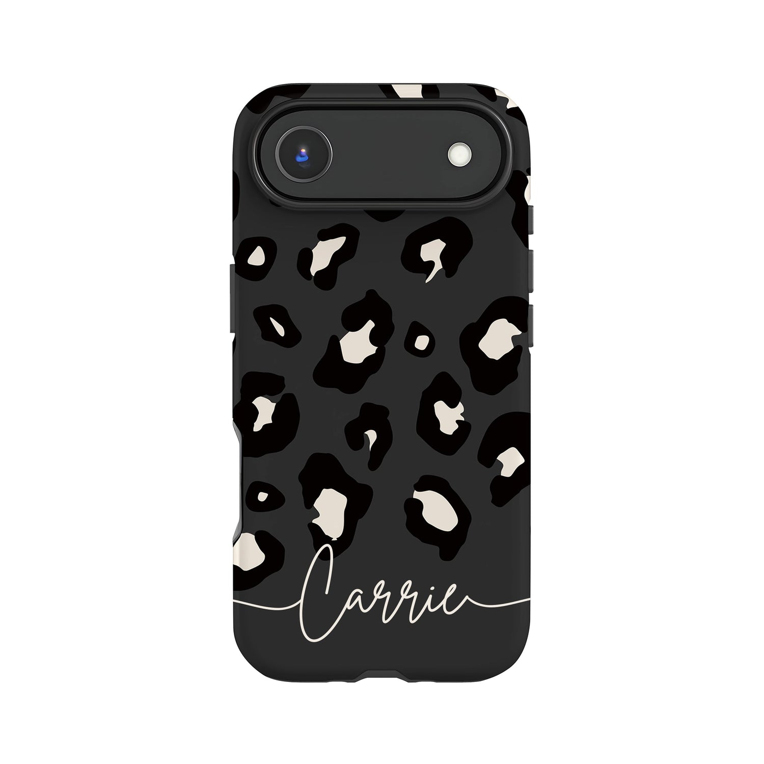 Dark Grey Custom Name Leopard Print Pattern Phone Case iPhone 17 Air Phone Case