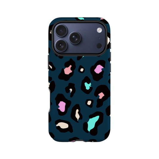 Navy Blue Multicolour Leopard Print Case iPhone 17 Pro Phone Case