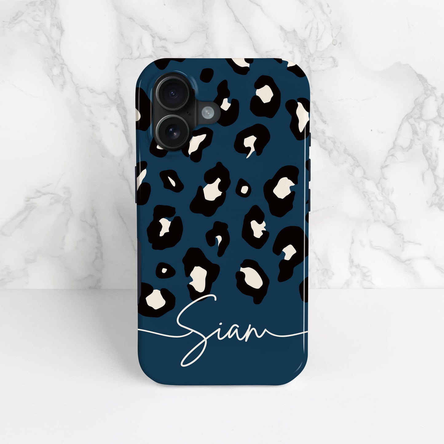 Dark Blue Custom Name Leopard Print Pattern Phone Case  Phone Case