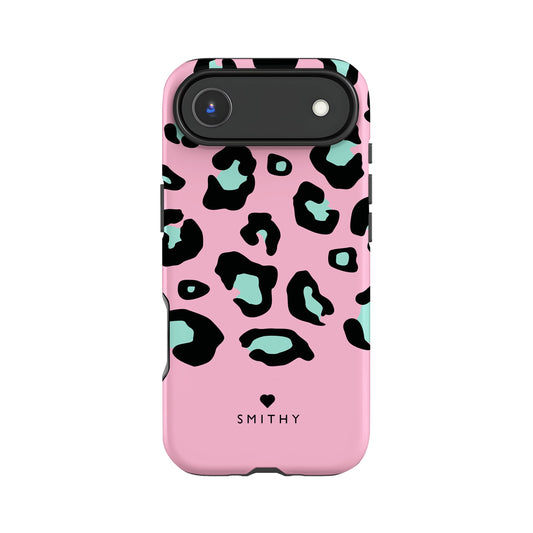 Personalised Pink And Blue Leopard Print Case iPhone 17 Air Phone Case