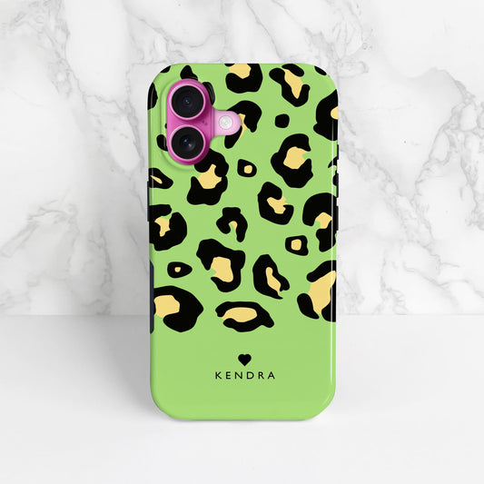 Personalised Green Yellow Leopard Print Case  Phone Case