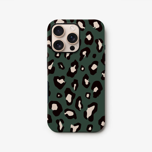 Dark Forest Green Leopard Print Case iPhone 16 Pro Phone Case