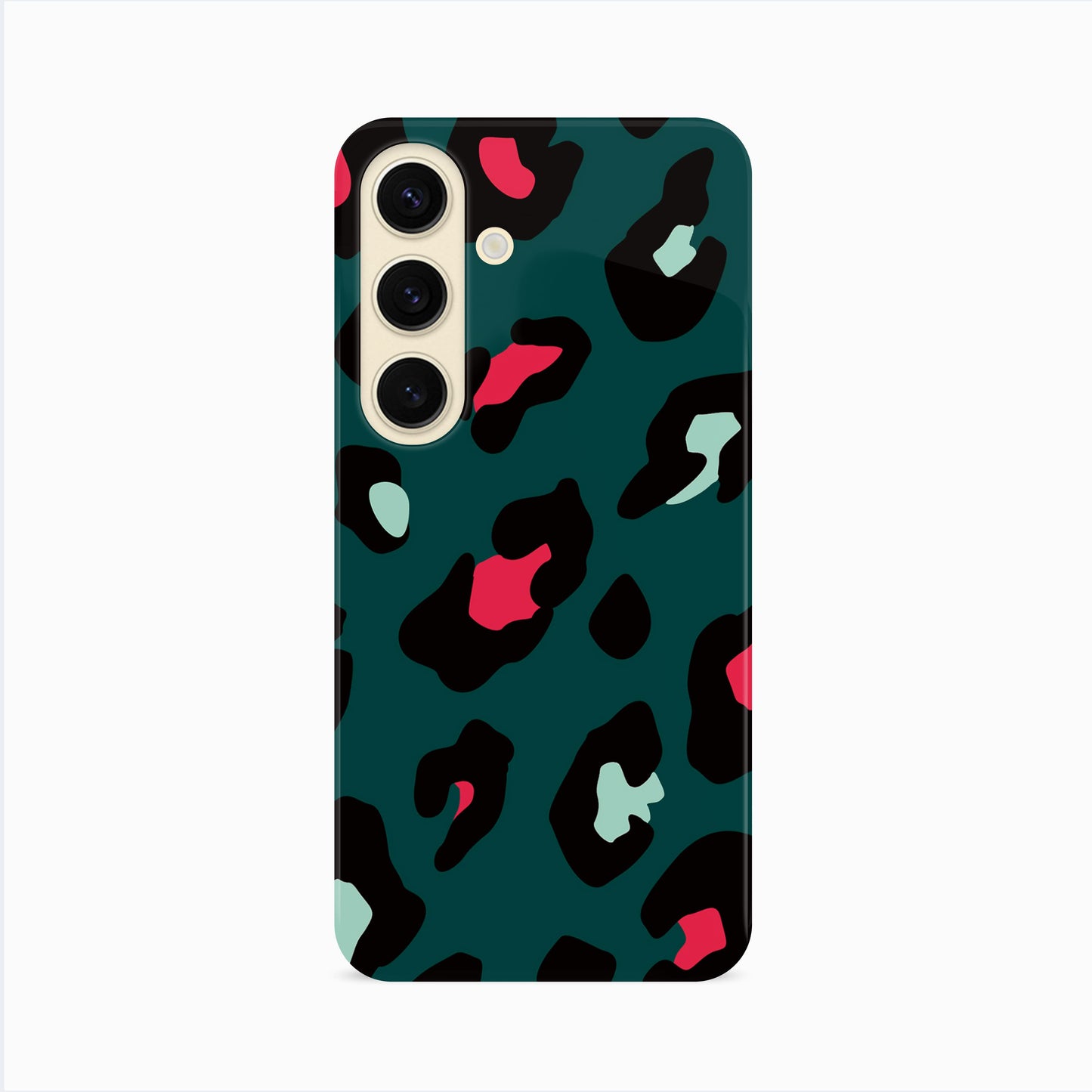 Green and Red Leopard Print Phone Case Samsung Galaxy S24 Phone Case