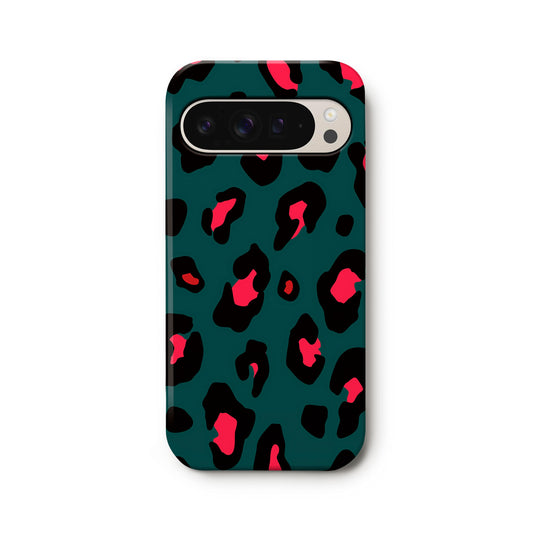 Forest Green & Red Leopard Print Google Pixel Case Google Pixel 9 Phone Case