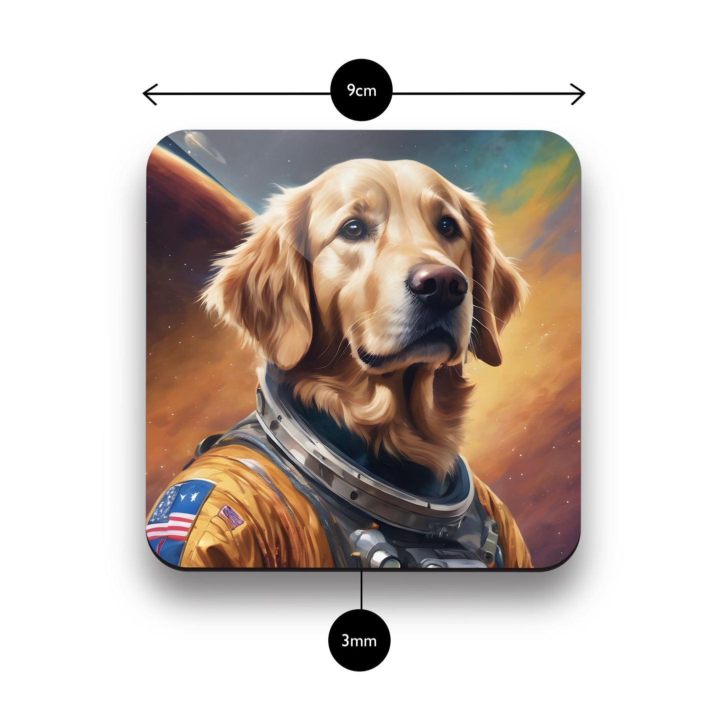 Dog Astronaut Space Art 4 x Coaster Set