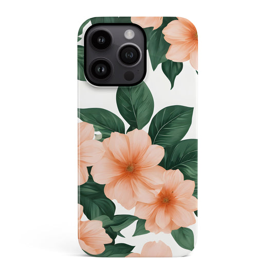 Peach and Green Floral Print Case iPhone 15 Phone Case