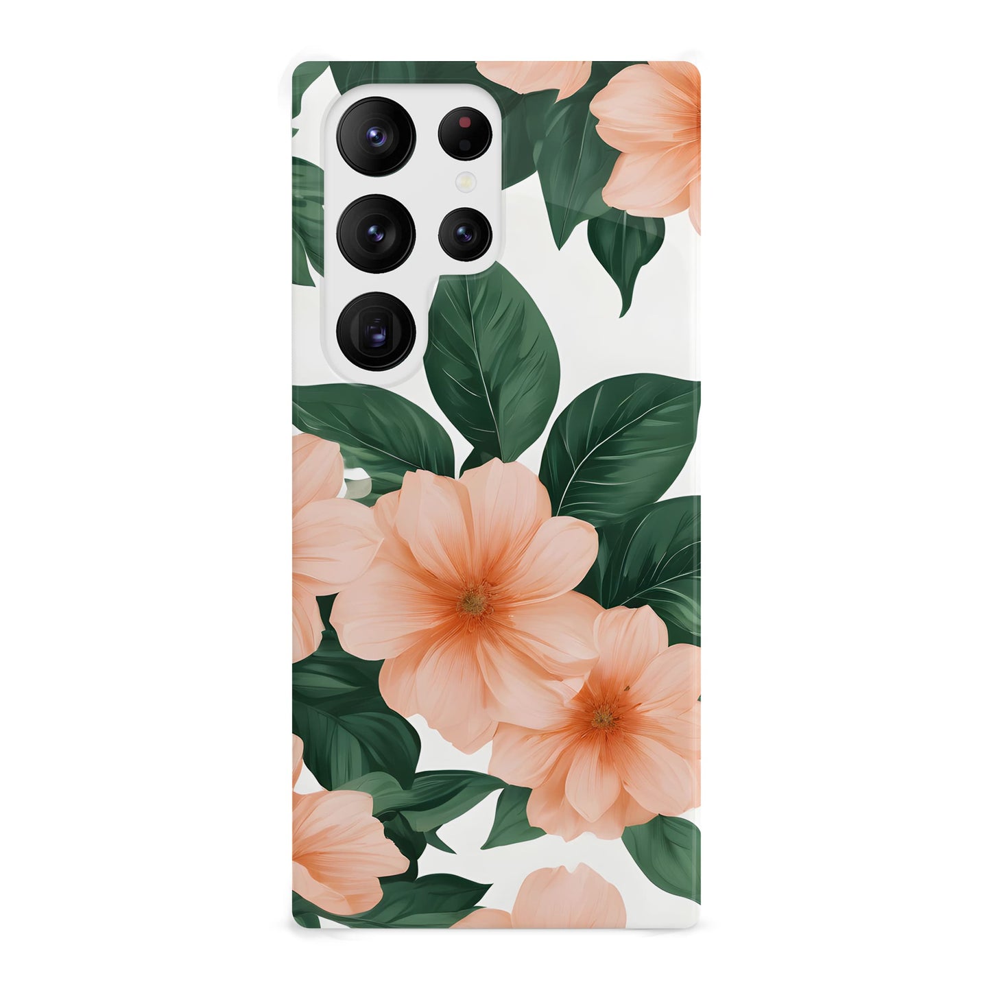 Peach and Green Floral Print Case Samsung Galaxy S23 Ultra Phone Case