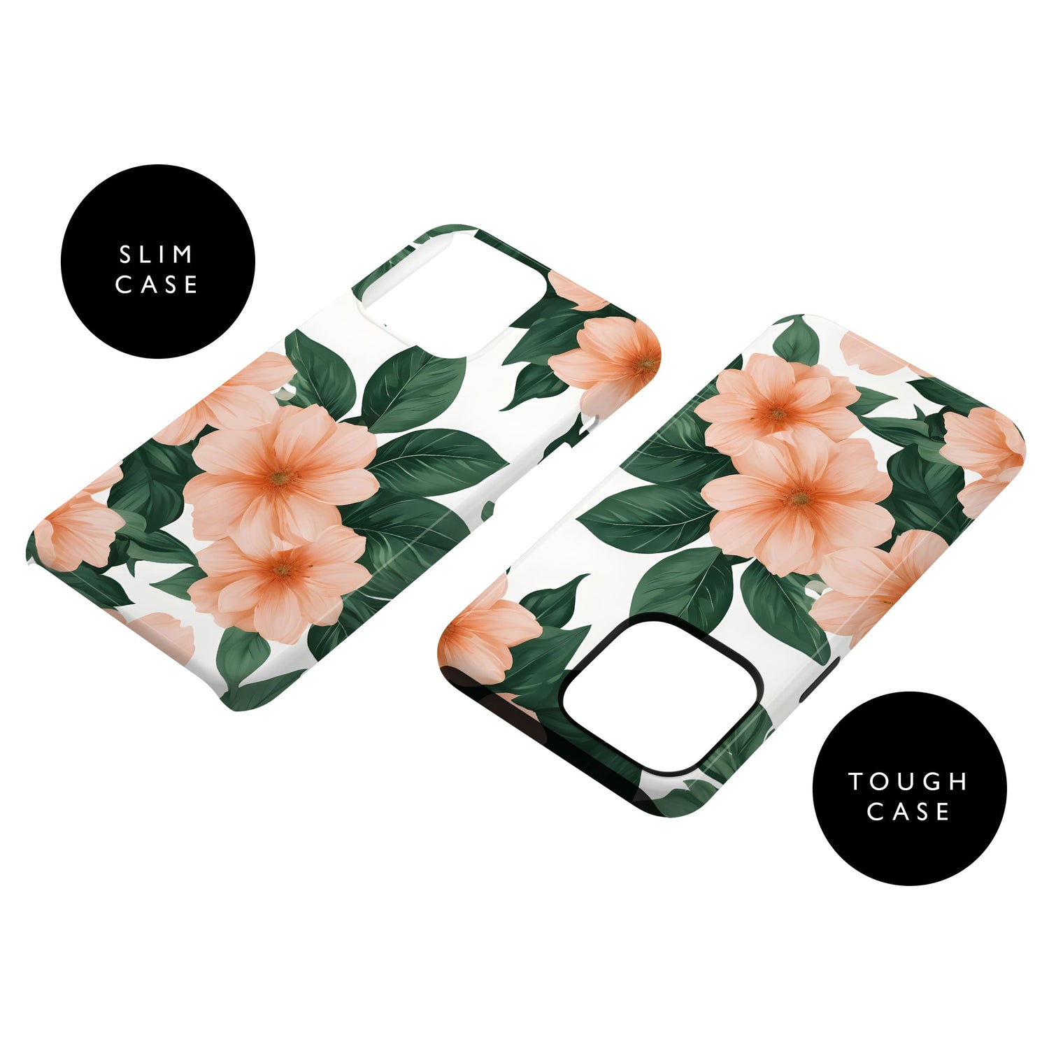 Peach and Green Floral Print Case  Phone Case