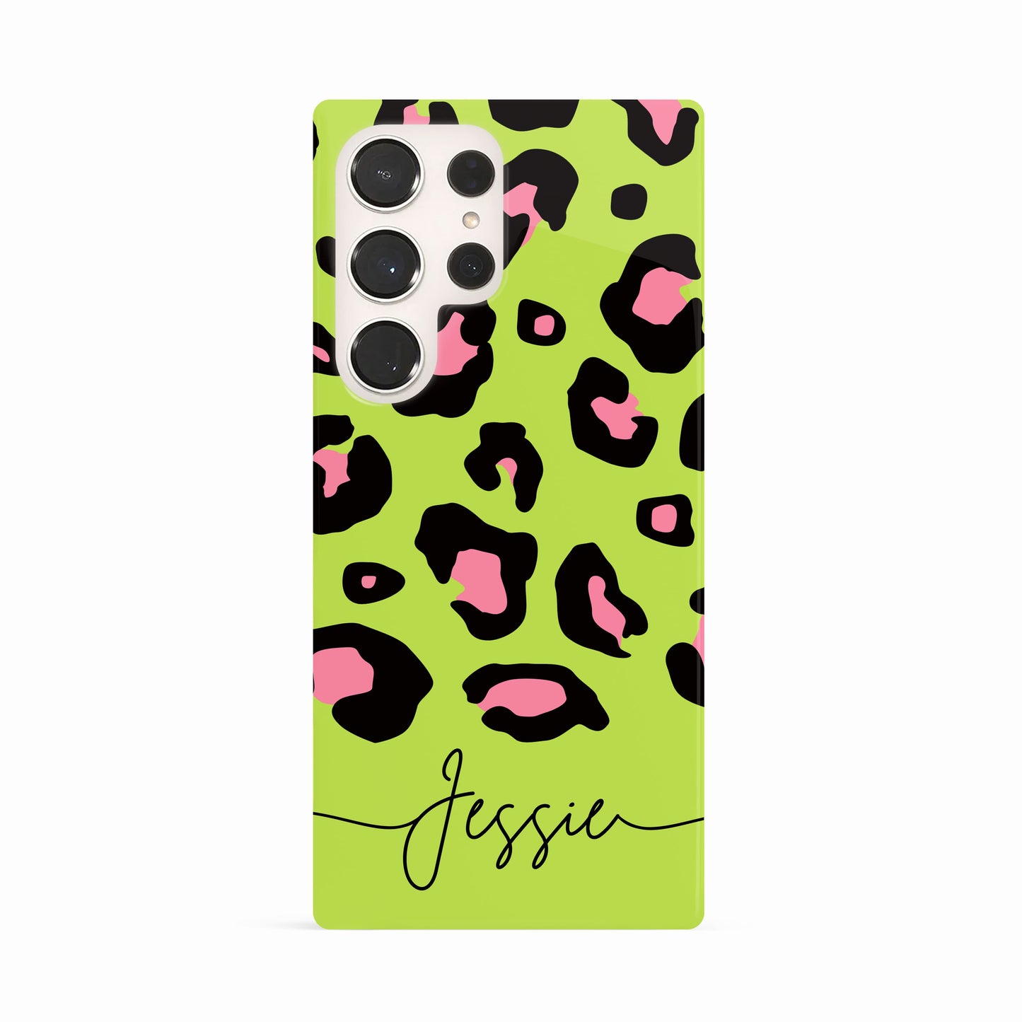 Green and Pink Personalised Leopard Print Case Samsung Galaxy S23 Ultra Phone Case