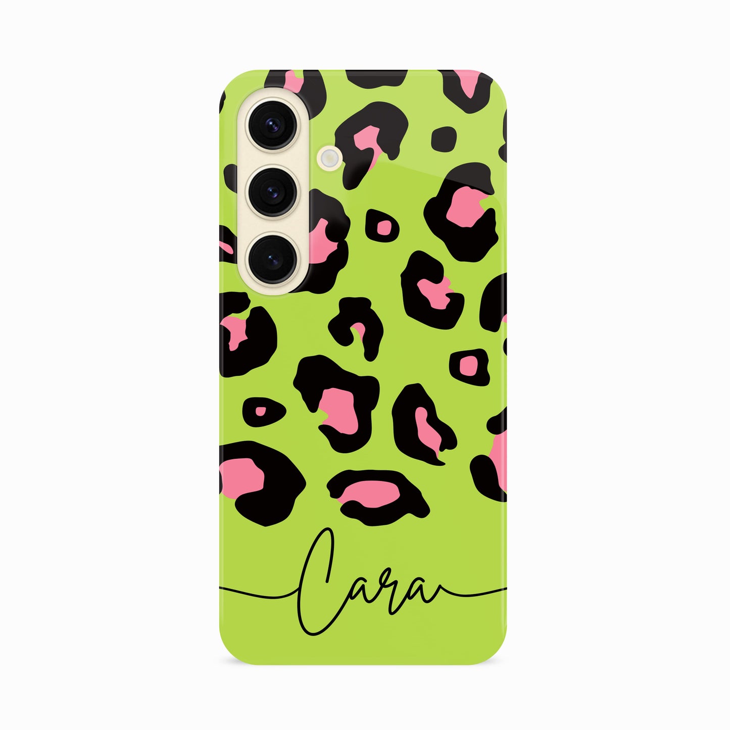 Green and Pink Personalised Leopard Print Case Samsung Galaxy S24 Phone Case