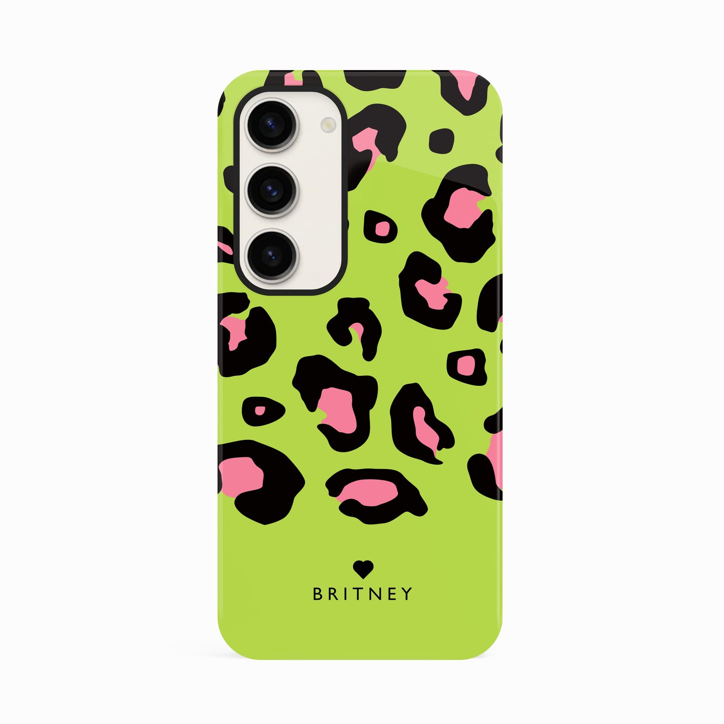 Personalised Green Pink Leopard Print Case Samsung Galaxy S23 Phone Case