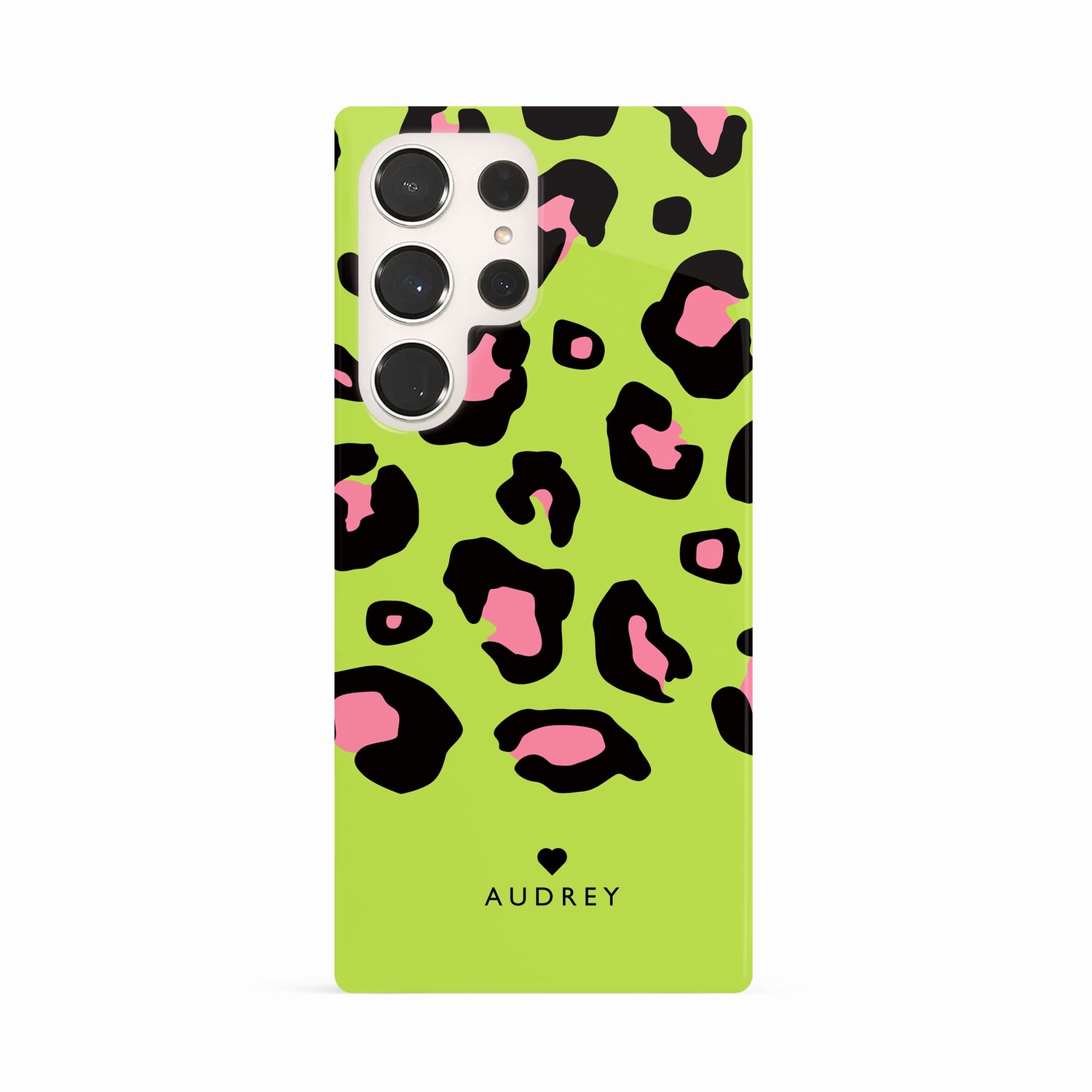 Personalised Green Pink Leopard Print Case Samsung Galaxy S23 Ultra Phone Case