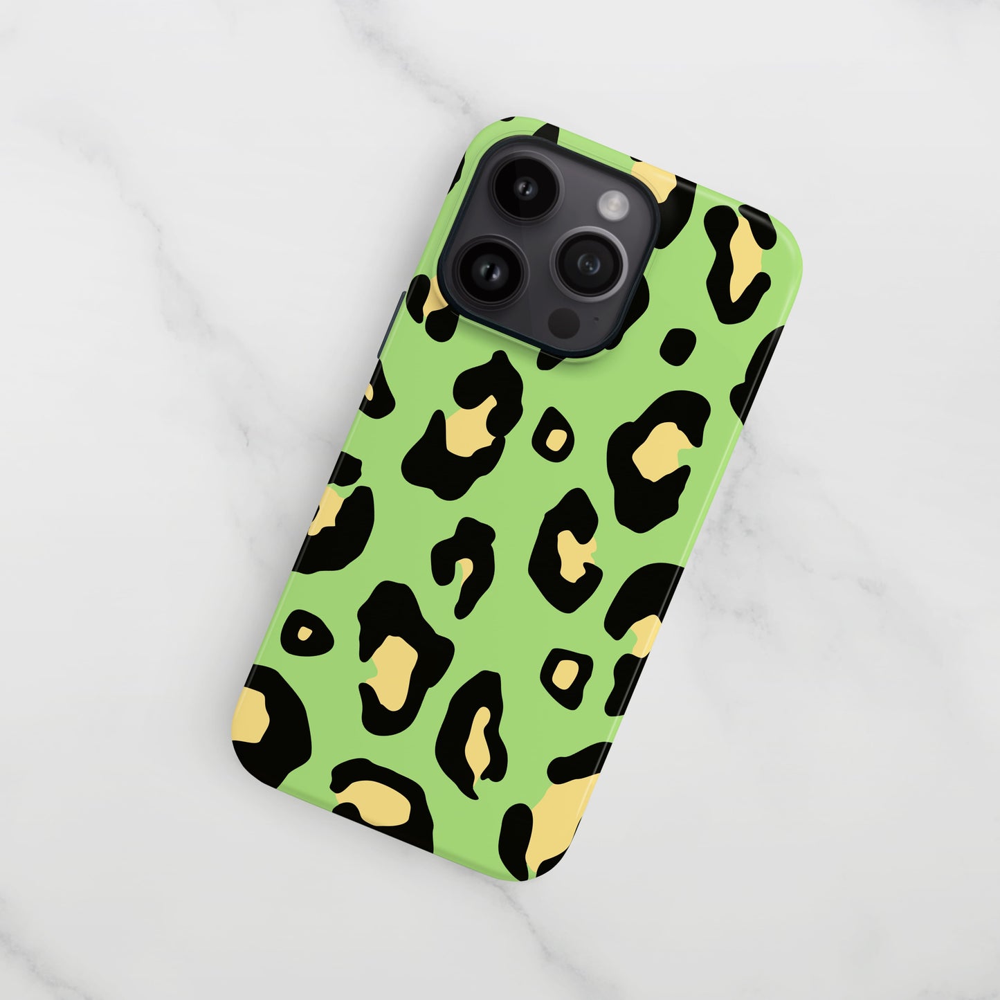 Green and Yellow Leopard Print Case iPhone 15 Phone Case