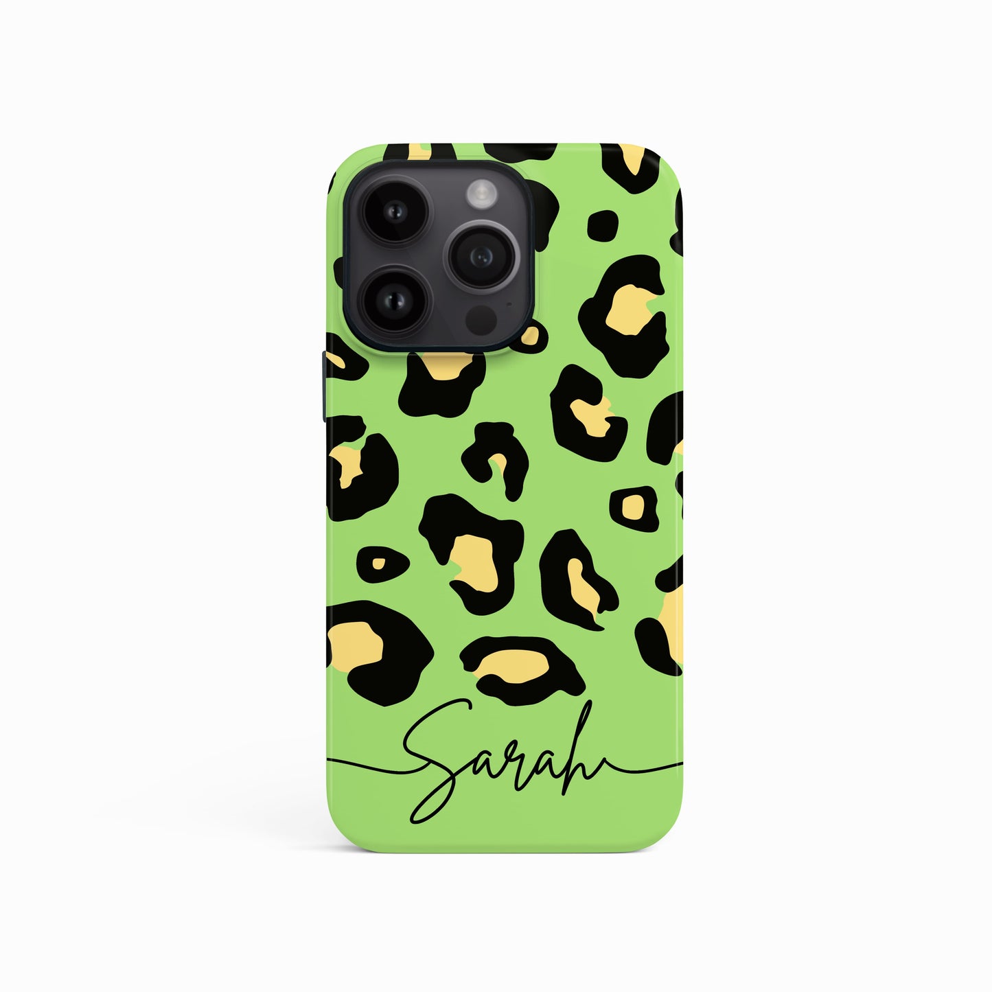 Green and Yellow Personalised Leopard Print Case iPhone 15 Phone Case