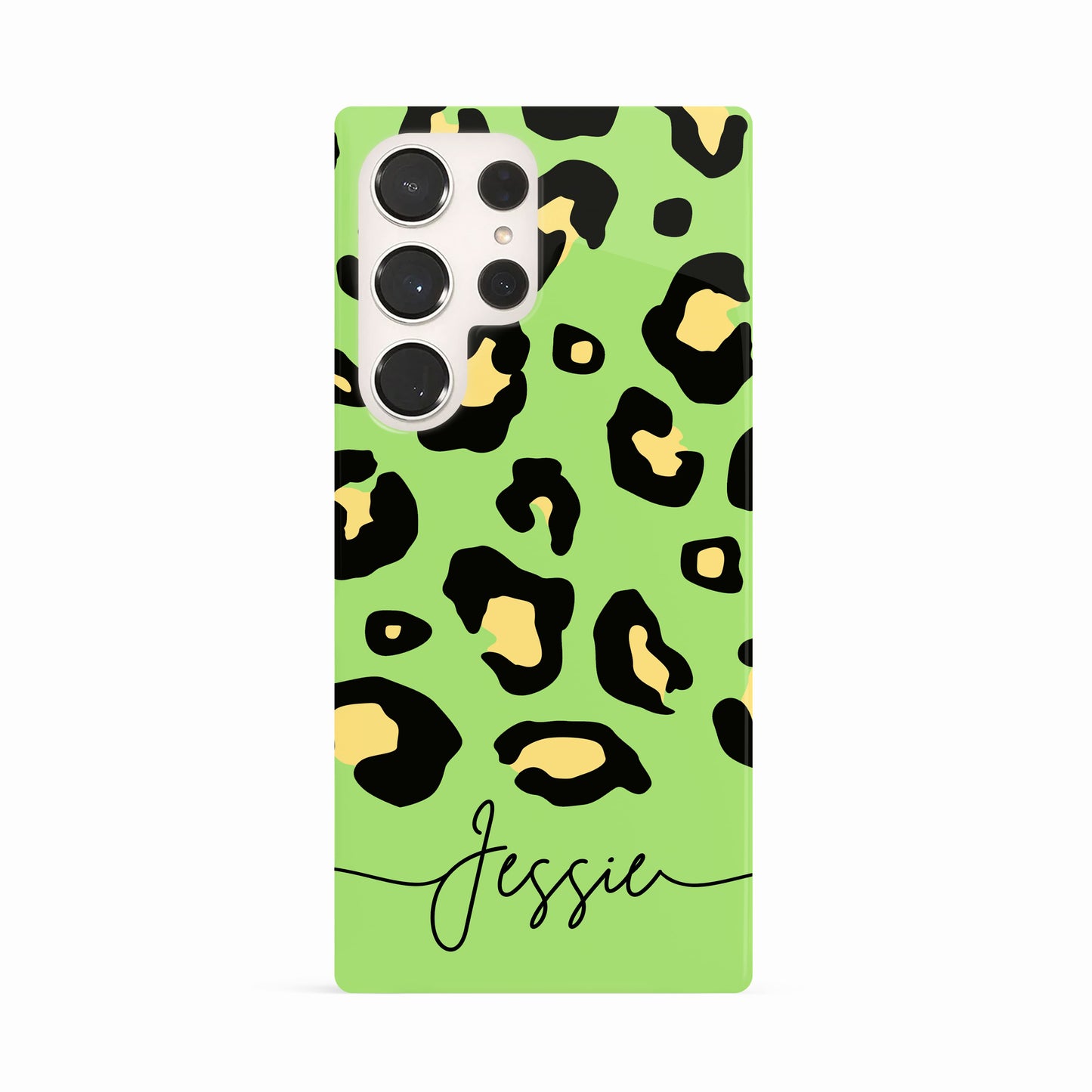 Green and Yellow Personalised Leopard Print Case Samsung Galaxy S23 Ultra Phone Case