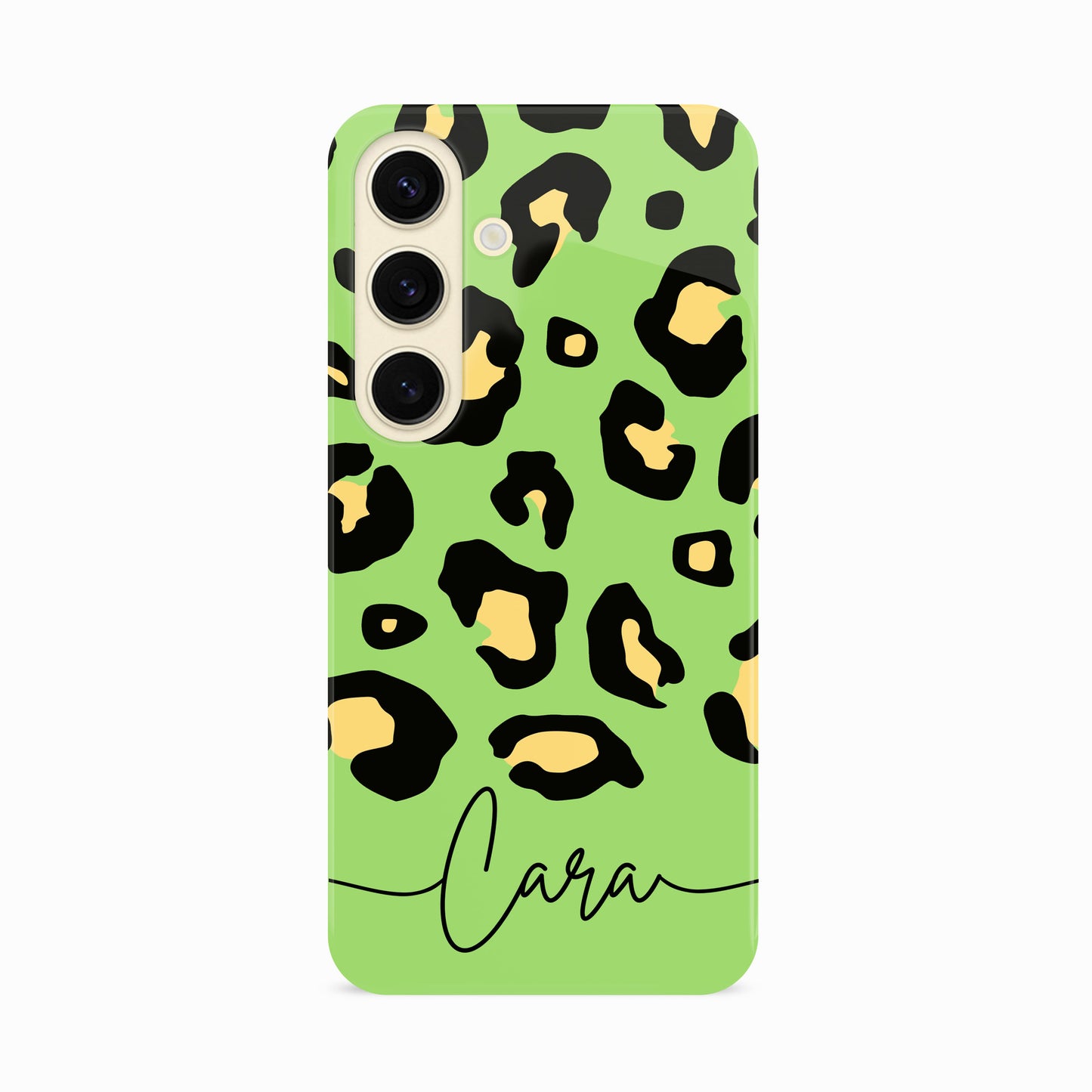 Green and Yellow Personalised Leopard Print Case Samsung Galaxy S24 Phone Case