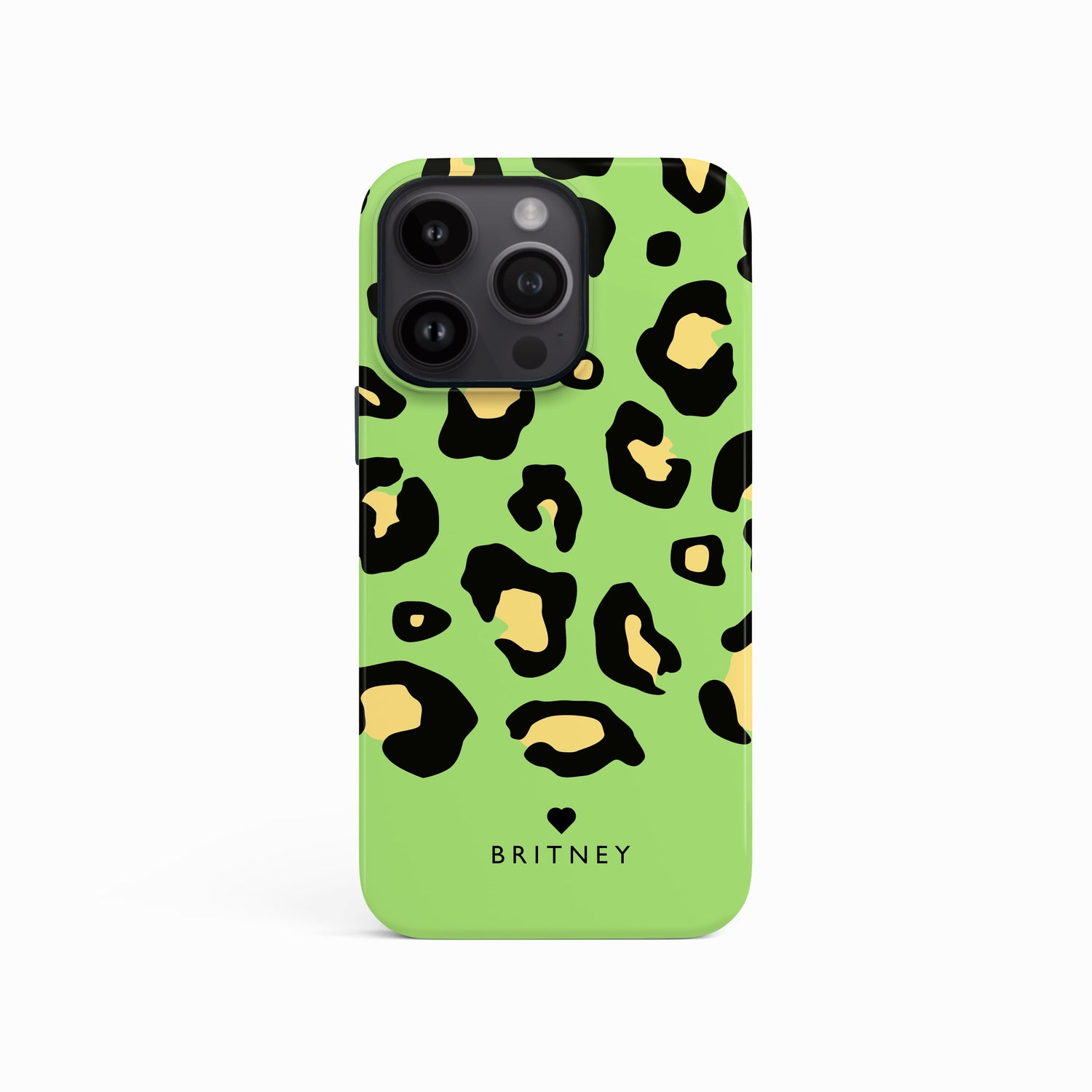 Personalised Green Yellow Leopard Print Case iPhone 15 Phone Case