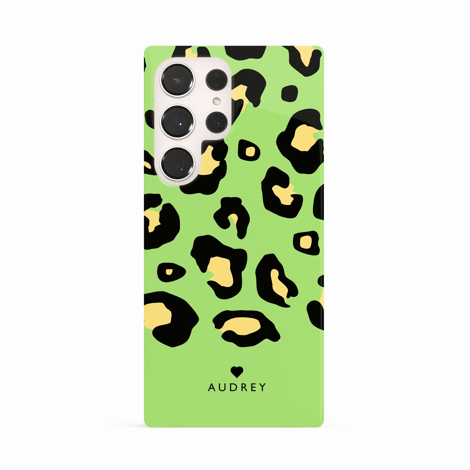 Personalised Green Yellow Leopard Print Case Samsung Galaxy S23 Ultra Phone Case