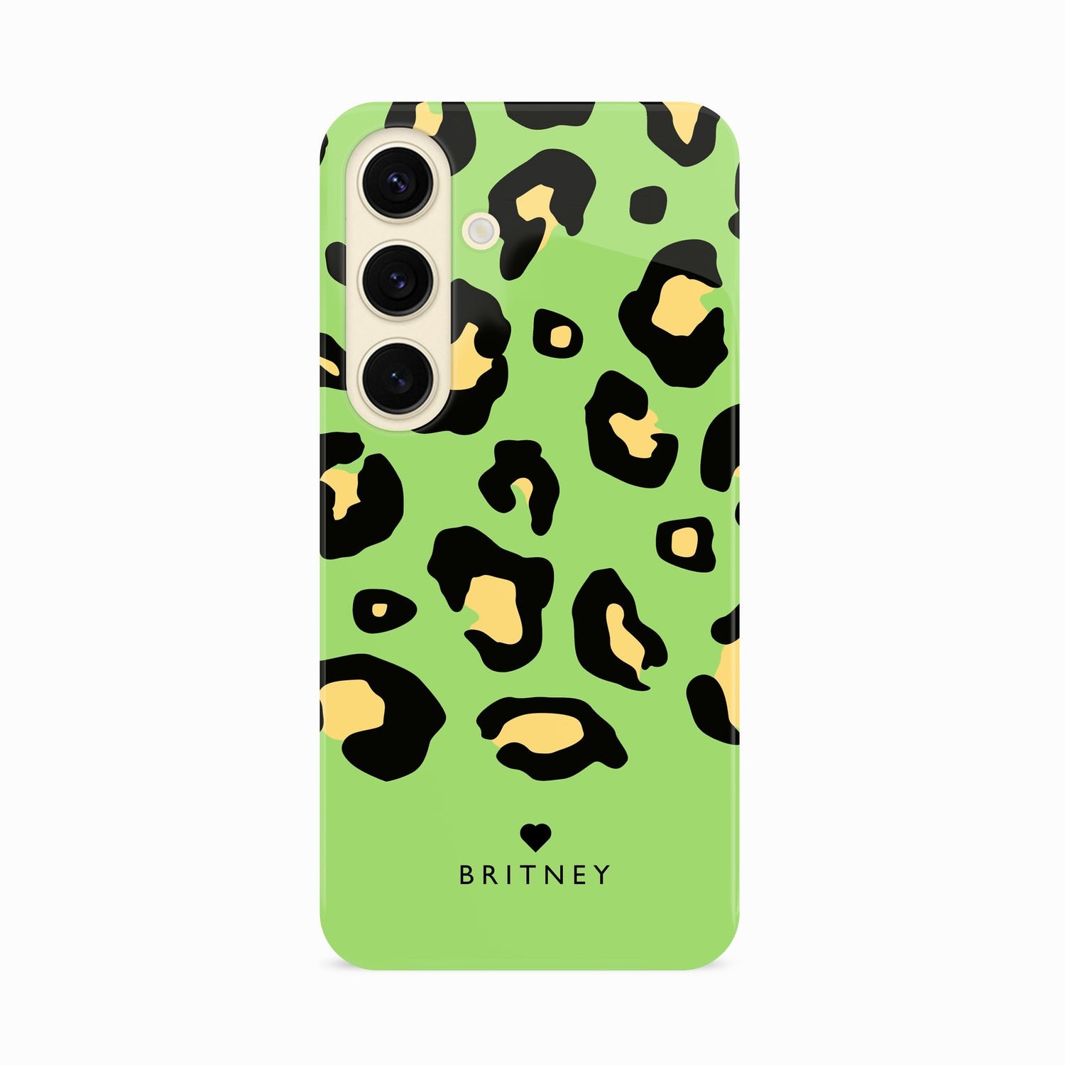 Personalised Green Yellow Leopard Print Case Samsung Galaxy S24 Phone Case