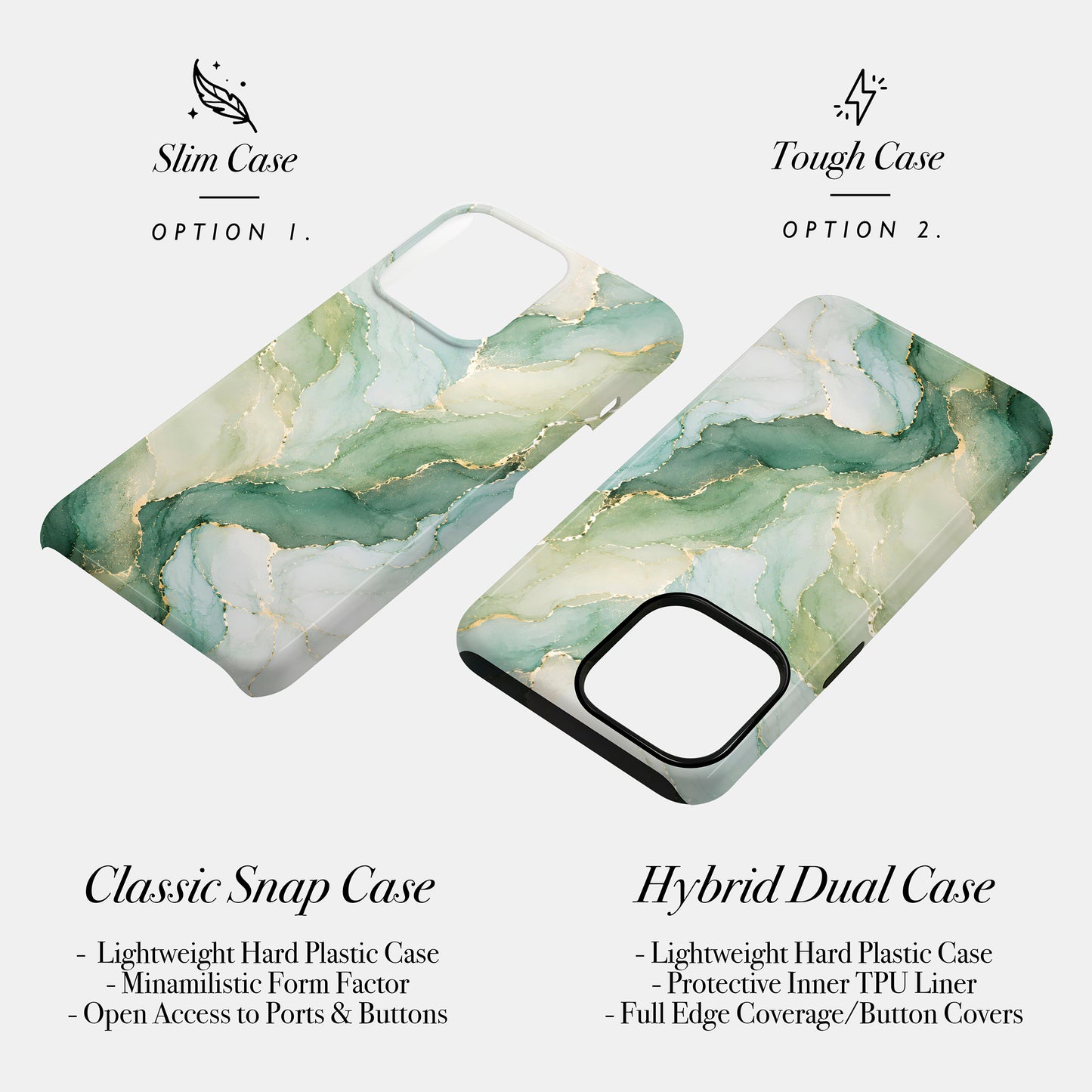 Personalised Green Marble Print Case