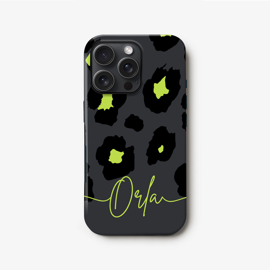 Green Grey Leopard Print Case iPhone 16 Phone Case