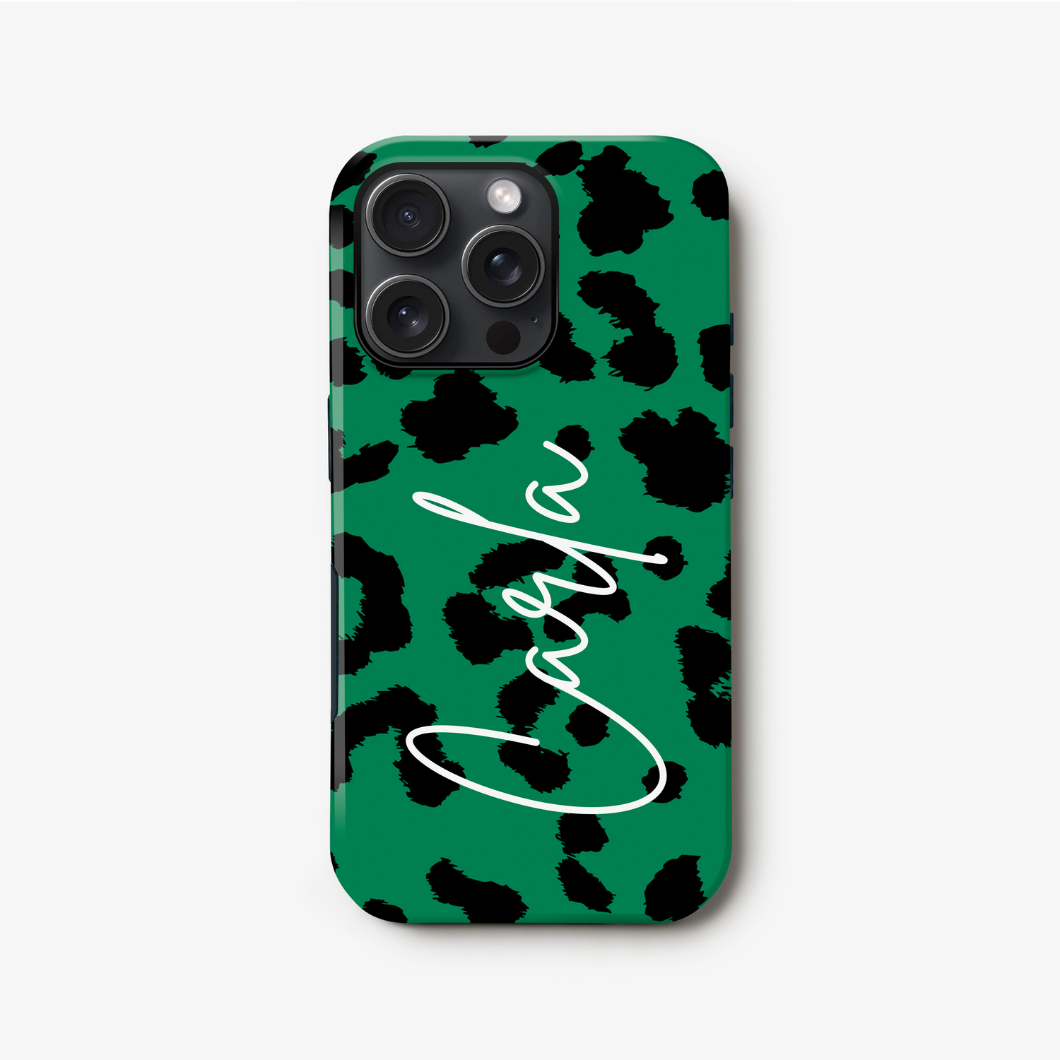 Green Custom Leopard Print Phone Case iPhone 16 Phone Case