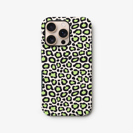 Modern Green Leopard Print Case iPhone 16 Phone Case