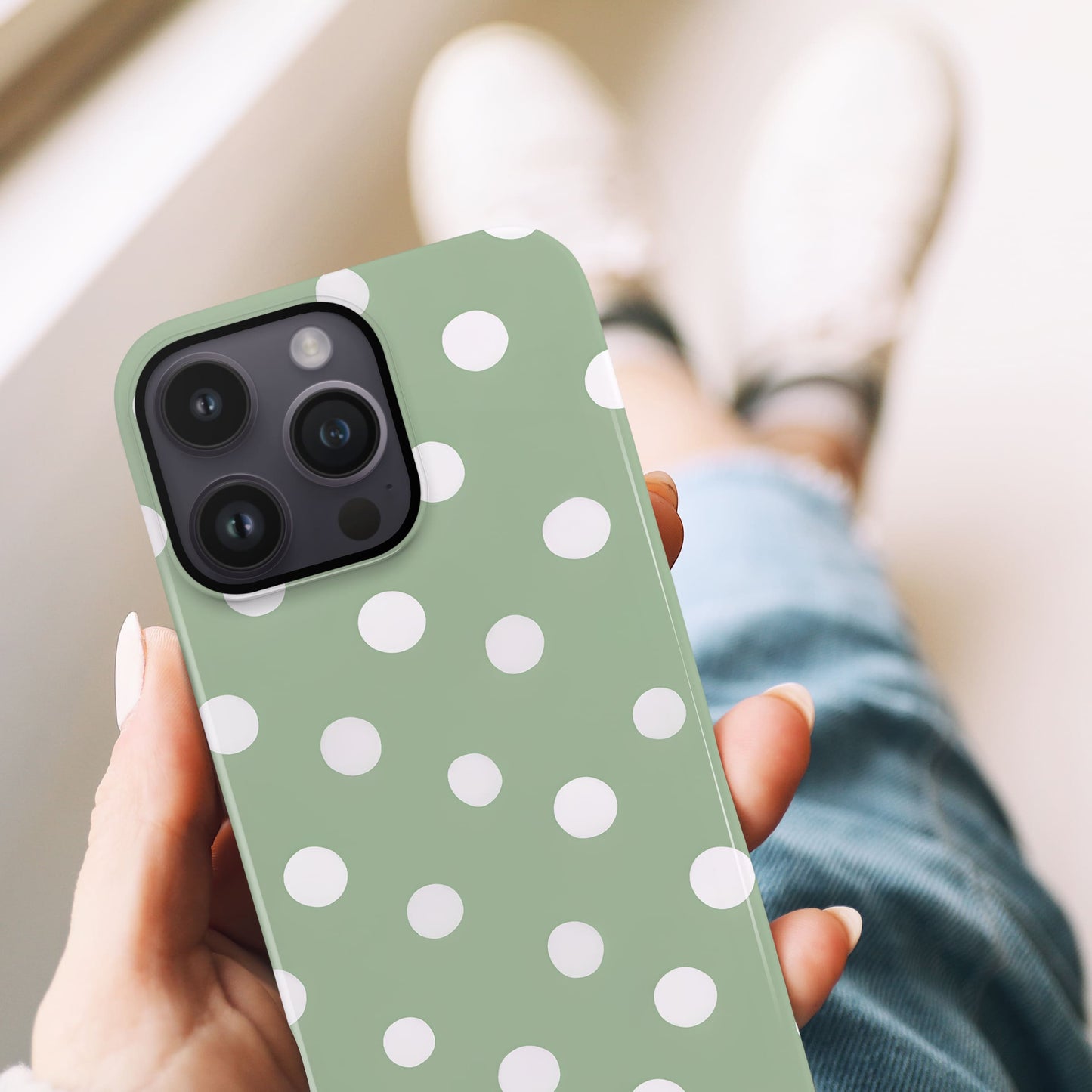 Muted Green Polka Dot Phone Case  Phone Case